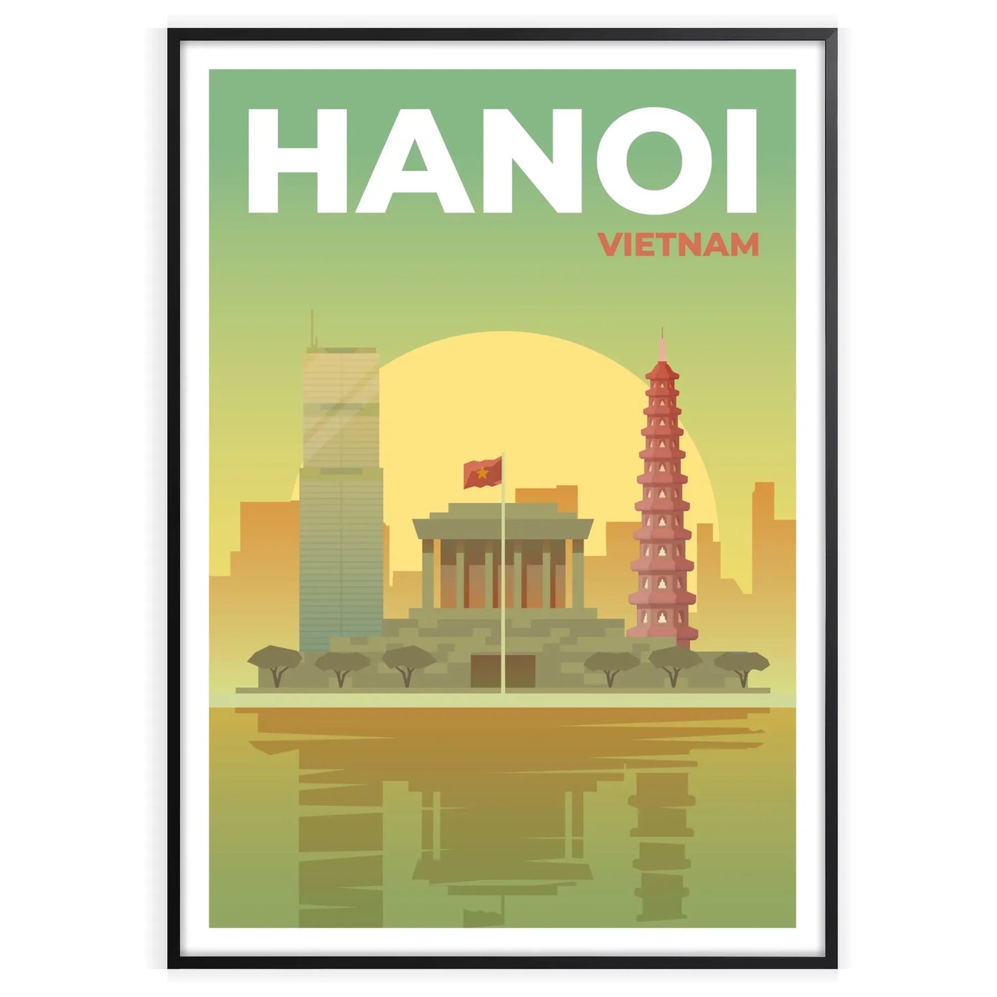 mesmerizing charm Hanoi vibrant green gray travel poster wall art stunning print essence ideal gift enthusiasts sizes A4 cm A0