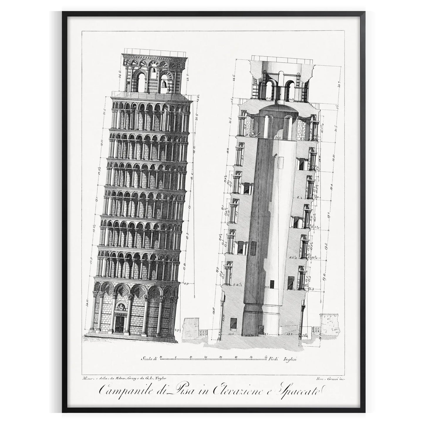 charm Italy Pisa travel poster elegant gray white tones captivating wall art perfect gift enthusiasts space timeless artwork print available alone piece