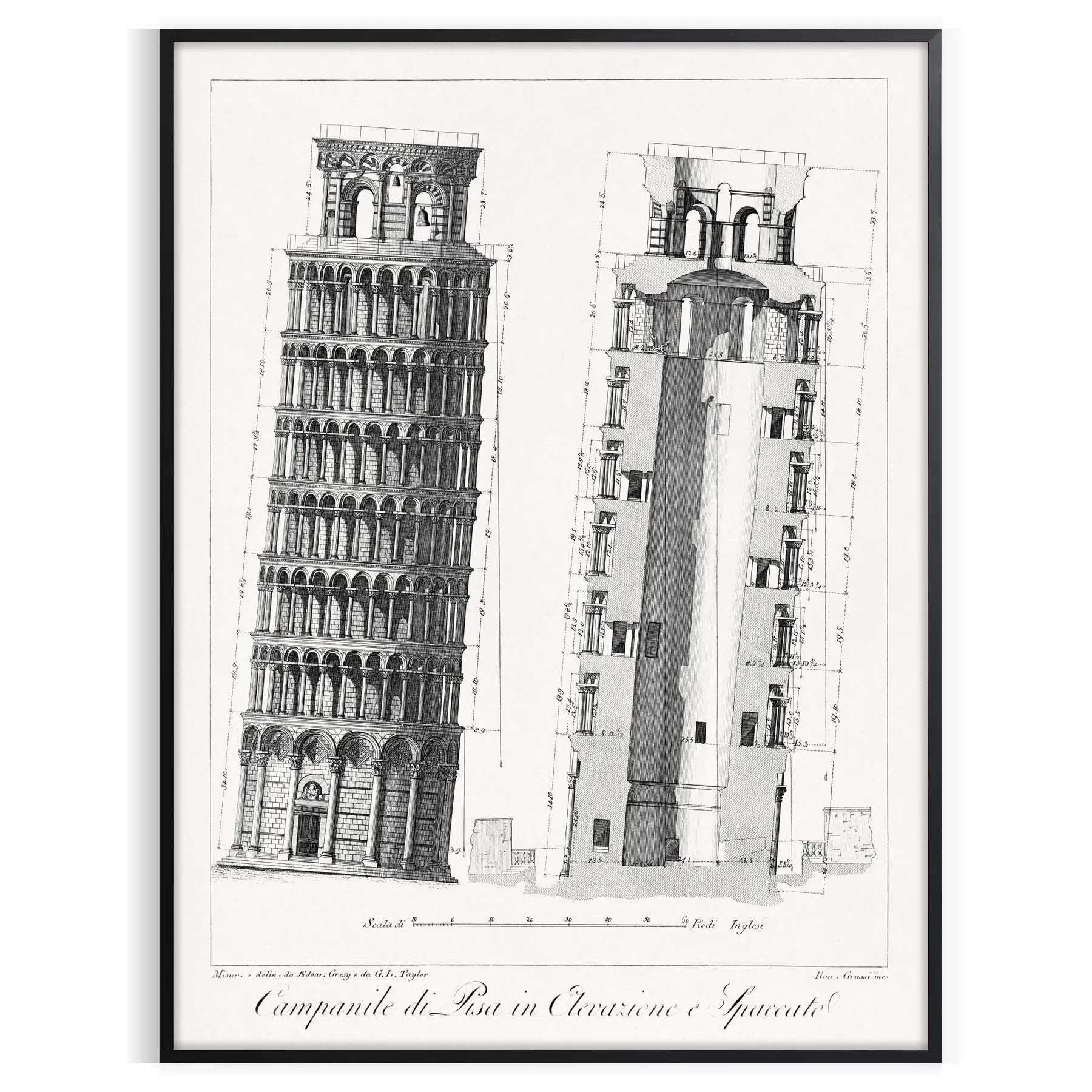 charm Italy Pisa travel poster elegant gray white tones captivating wall art perfect gift enthusiasts space timeless artwork print available alone piece