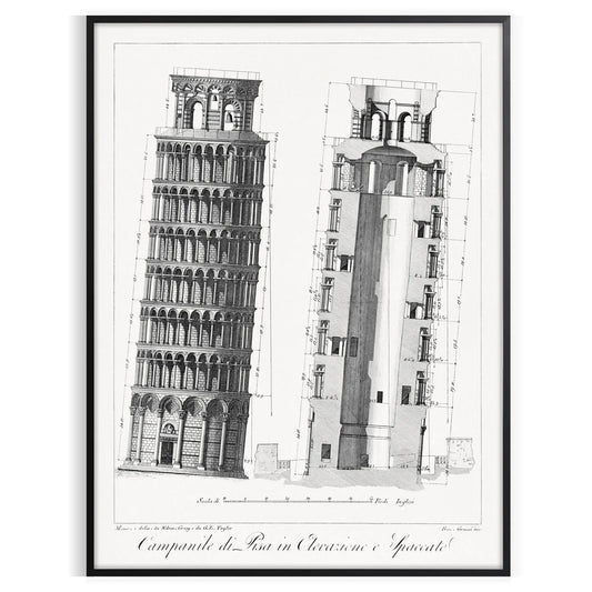 charm Italy Pisa travel poster elegant gray white tones captivating wall art perfect gift enthusiasts space timeless artwork print available alone piece