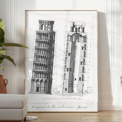 charm Italy Pisa travel poster elegant gray white tones captivating wall art perfect gift enthusiasts space timeless artwork print available alone piece