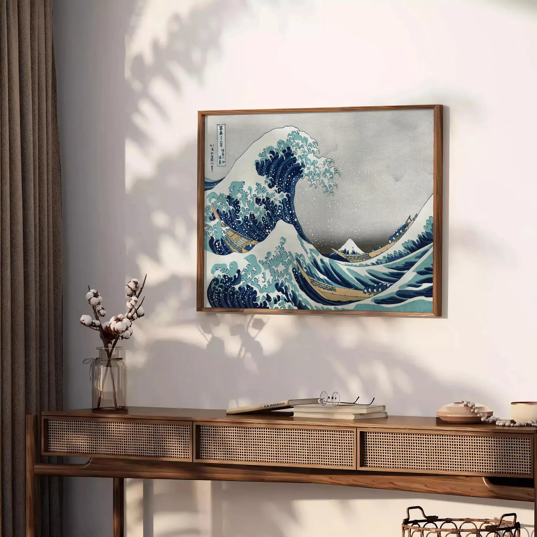 beauty Japan stunning poster serene blue gray hues wall art thoughtful gift print essence Japanese elegance style sizes A4 cm A0