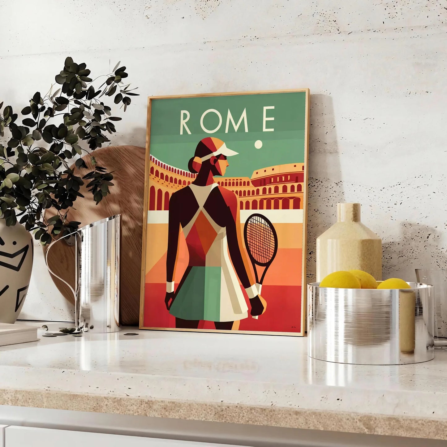 Elegant Lady Roma tennis artwork perfect for any sports enthusiast elegant living room interior framed print